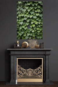 Lush Green Maple Leaves metal wall art displayed in a modern interior