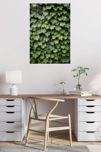 Lush Green Maple Leaves metal wall art displayed in a contemporary living space