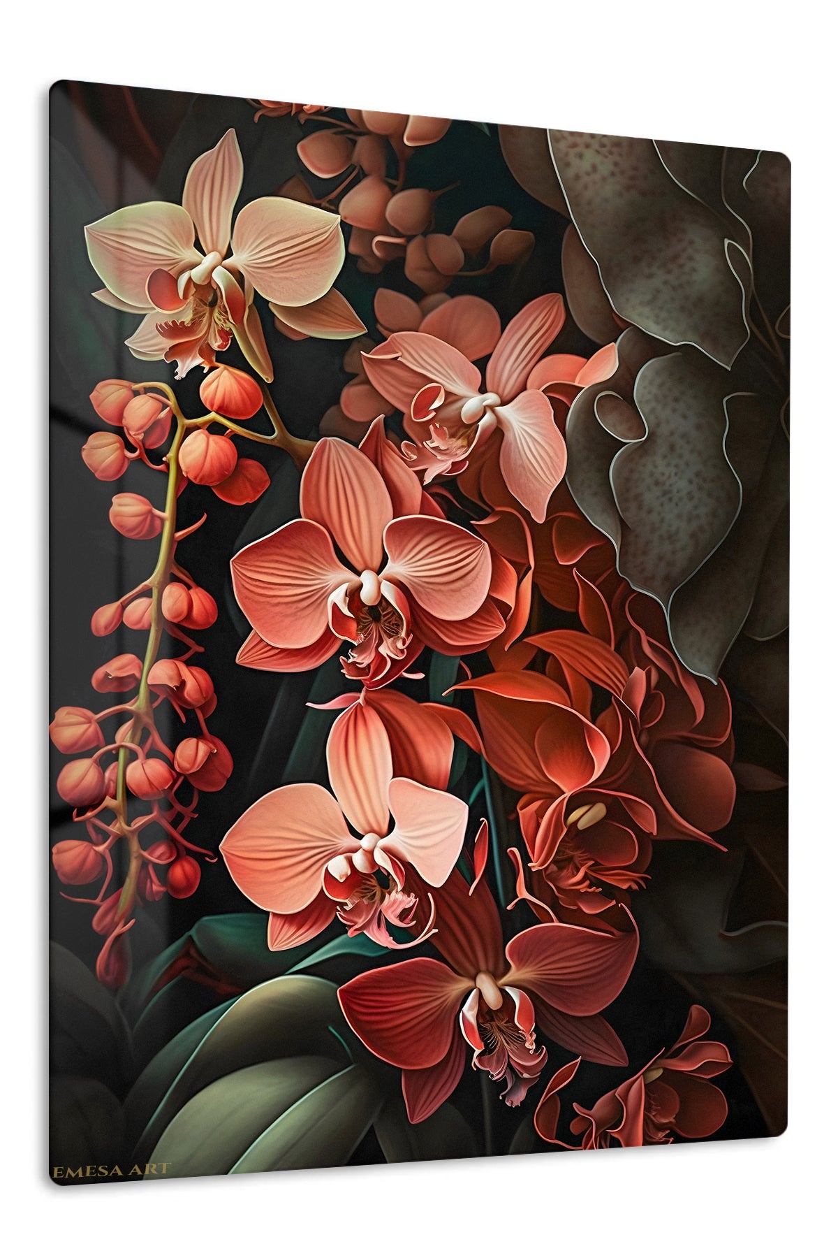 Dusky Orchid Cascade premium metal wall art – front view
