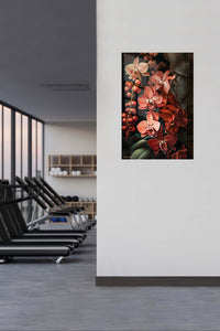 Dusky Orchid Cascade metal wall art displayed in a contemporary living space