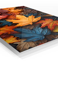 Autumn Maple Leaf Tapestry premium metal wall art – angled view