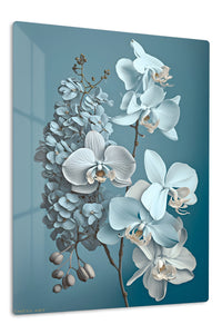 Ivory Orchid Cascade premium metal wall art – front view