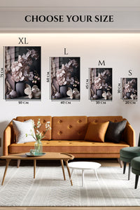 EMESA metal wall art size comparison guide for Blush Orchid Still Life