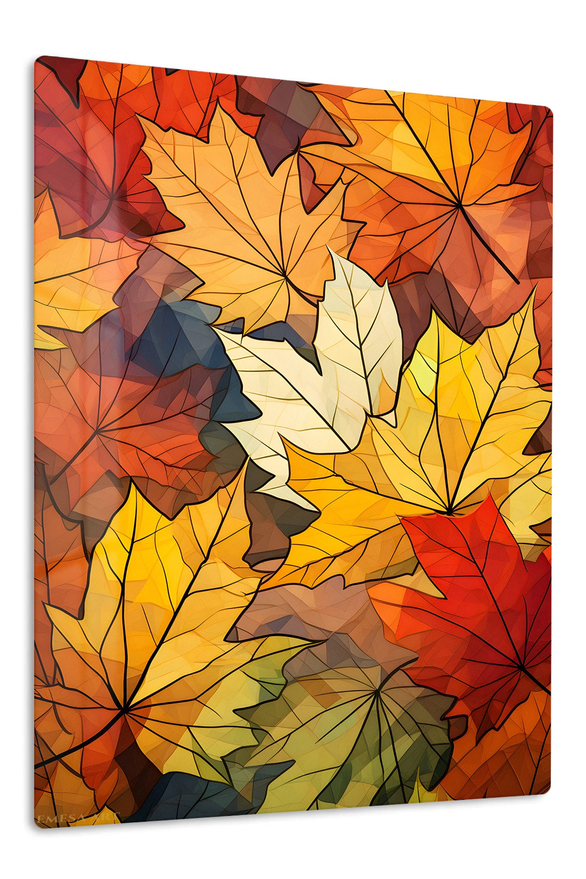 Autumn Leaf Mosaic premium metal wall art – front view