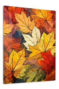 Autumn Leaf Mosaic premium metal wall art – front view