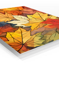 Autumn Leaf Mosaic premium metal wall art – angled view