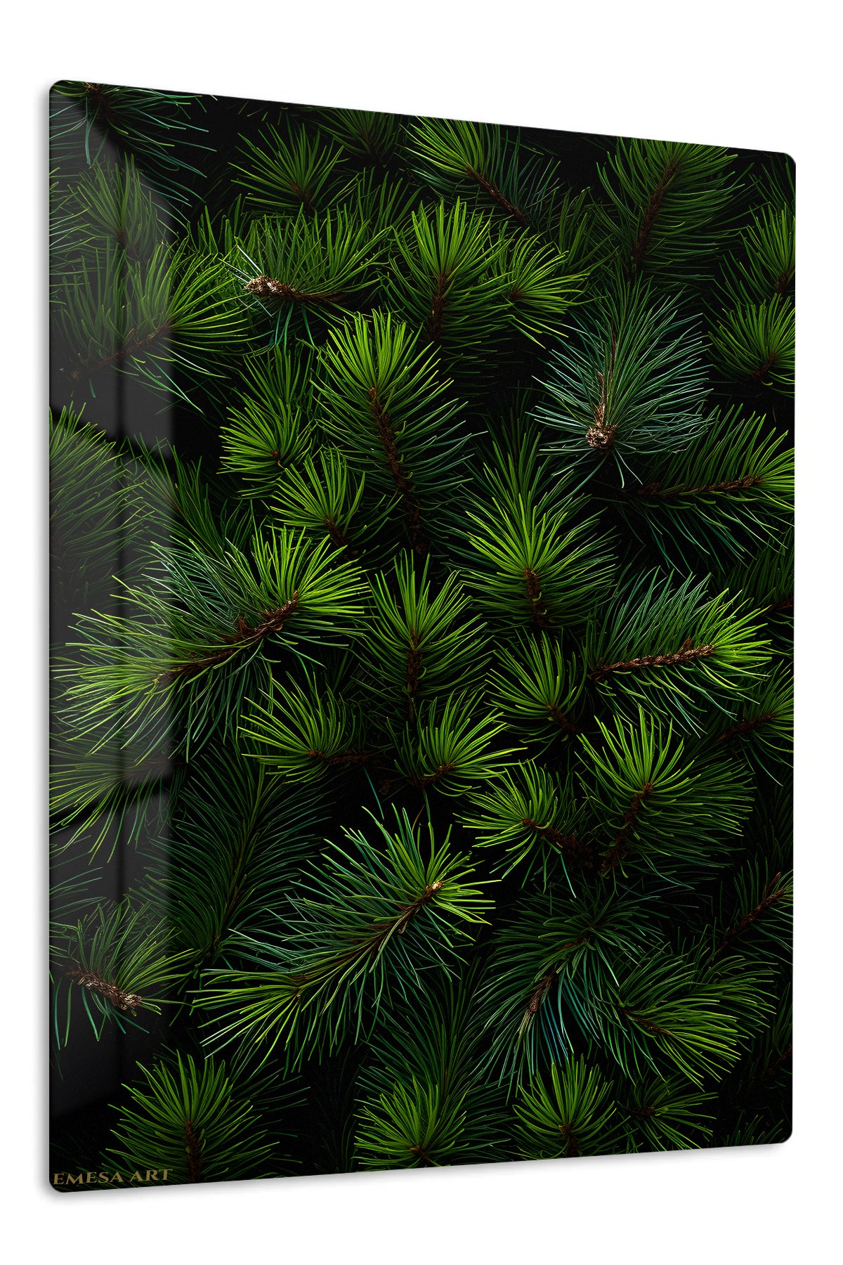 Evergreen Pine Needle Canopy premium metal wall art – front view