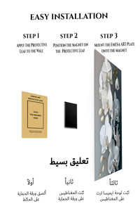 Magnetic mounting installation guide for White Orchid Cascade metal wall art