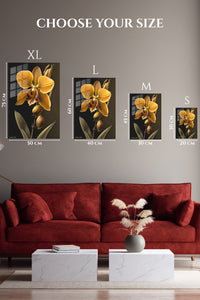 EMESA metal wall art size comparison guide for Golden Orchid Glow