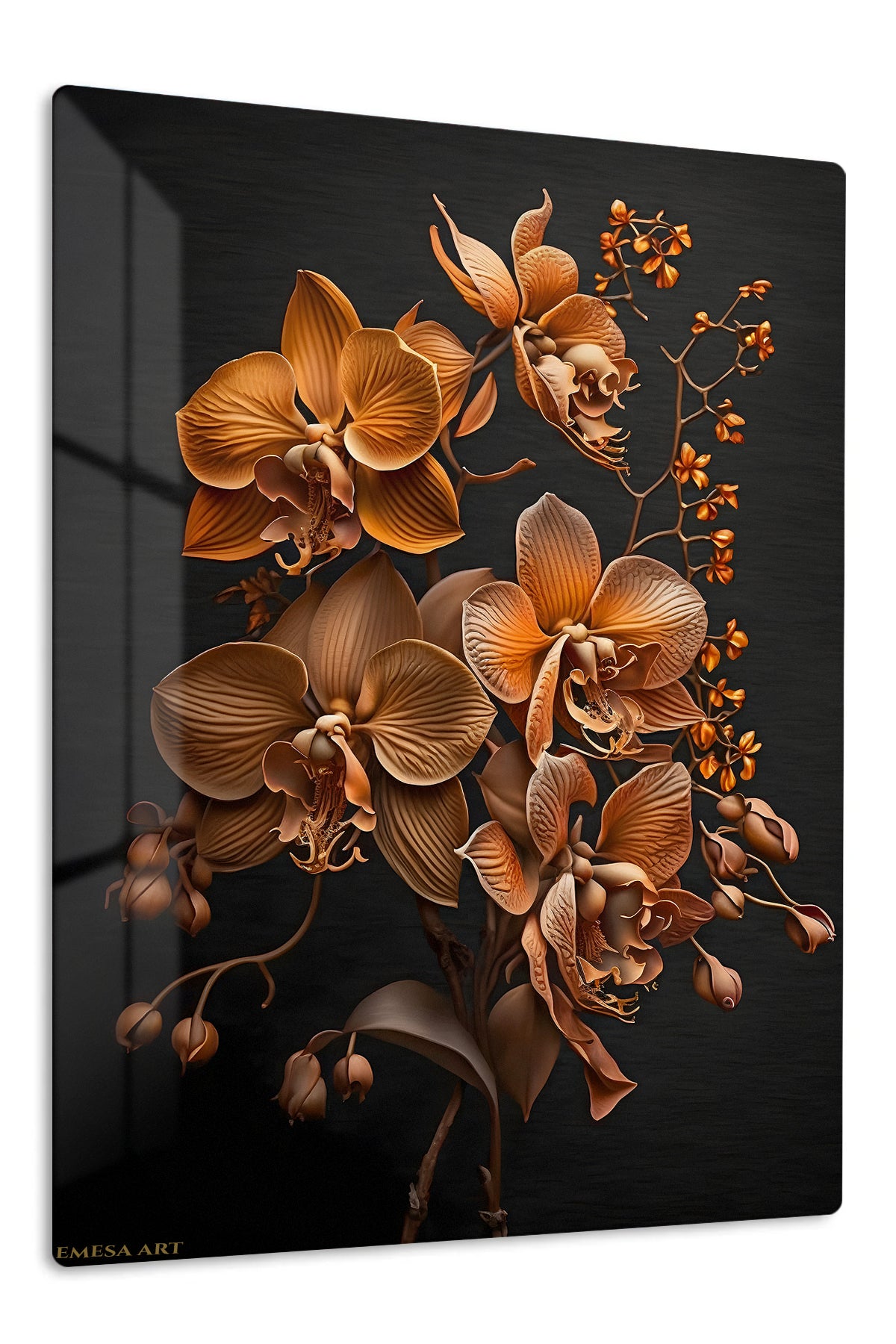 Copper Orchid Elegance premium metal wall art – front view