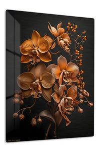 Copper Orchid Elegance premium metal wall art – front view