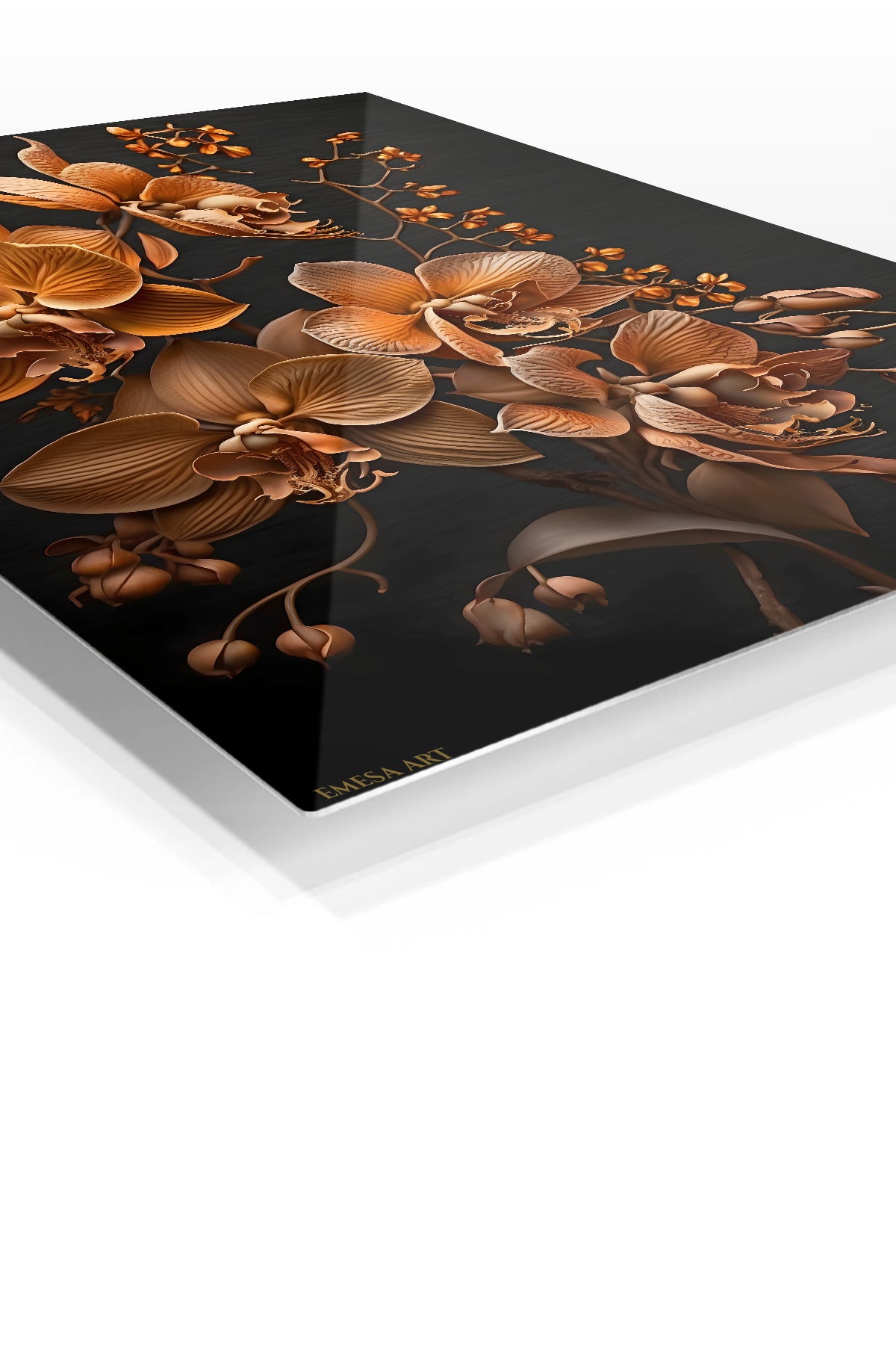 Copper Orchid Elegance premium metal wall art – angled view