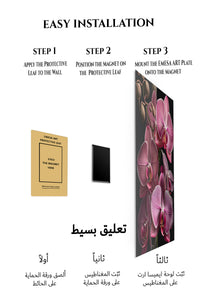 Magnetic mounting installation guide for Pink Orchid Cascade metal wall art