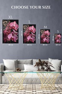 EMESA metal wall art size comparison guide for Pink Orchid Cascade