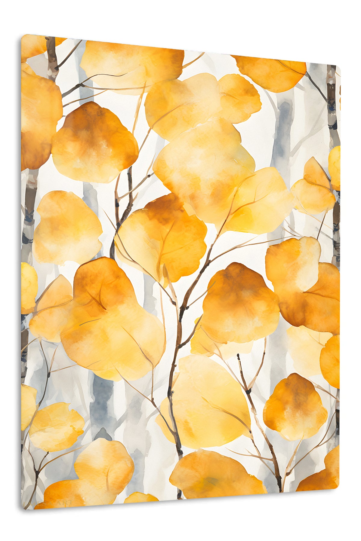 Golden Autumn Leaves premium metal wall art – front view
