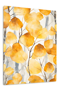 Golden Autumn Leaves premium metal wall art – front view