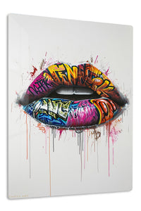 Graffiti Lips premium metal wall art – front view
