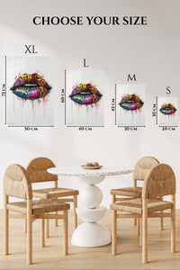 EMESA metal wall art size comparison guide for Graffiti Lips