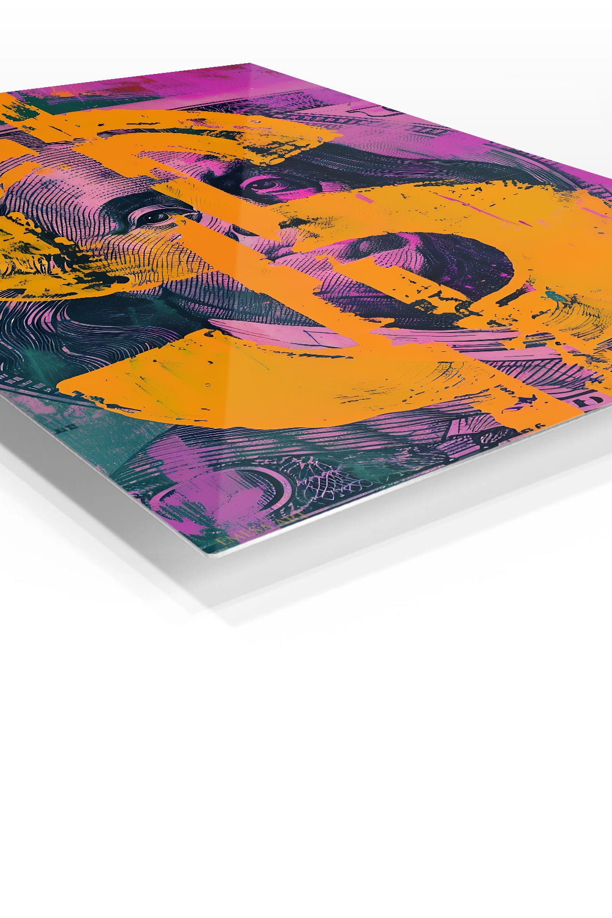 Dollar Portrait premium metal wall art – angled view