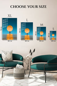 EMESA metal wall art size comparison guide for Moonlit Reflection
