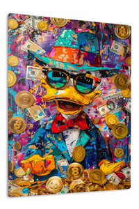 Pop Art Money Duck premium metal wall art – front view
