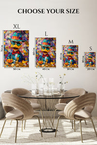 EMESA metal wall art size comparison guide for Pop Art Money Duck