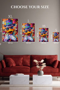 EMESA metal wall art size comparison guide for Colorful Money Duck