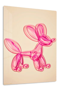 Pink Balloon Dog premium metal wall art – front view