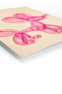 Pink Balloon Dog premium metal wall art – angled view