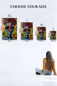 EMESA metal wall art size comparison guide for Neon Graffiti Skull