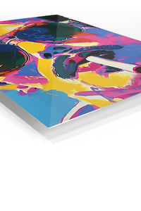 Color Block Portrait premium metal wall art – angled view