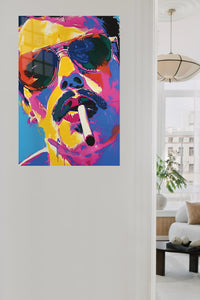 Color Block Portrait metal wall art displayed in a contemporary living space