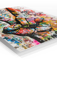 Graffiti Peace Hand premium metal wall art – angled view