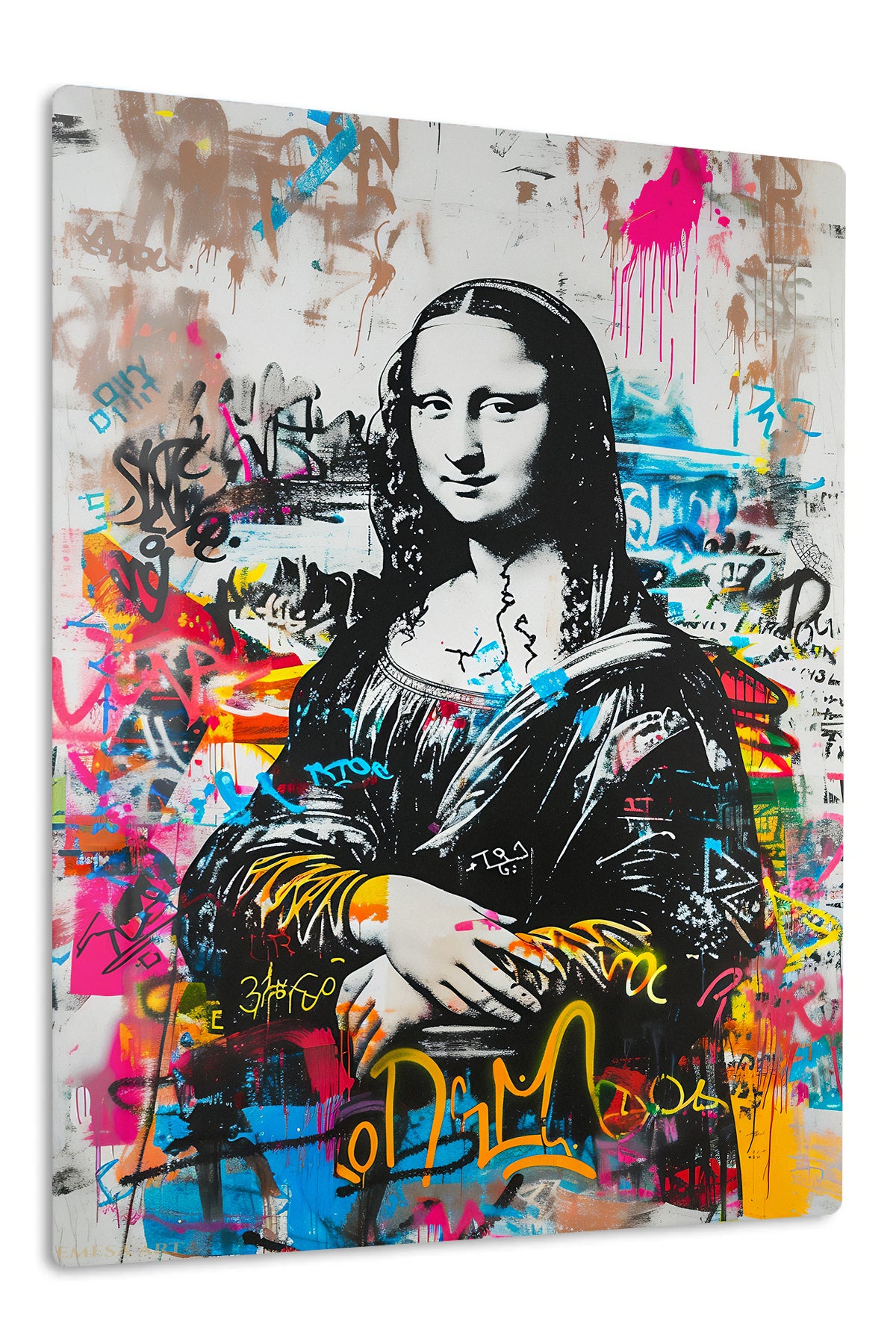 Mona Lisa Graffiti Remix premium metal wall art – front view
