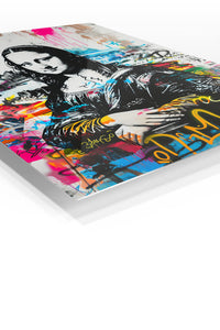 Mona Lisa Graffiti Remix premium metal wall art – angled view