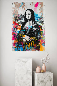 Mona Lisa Graffiti Remix metal wall art displayed in a modern interior