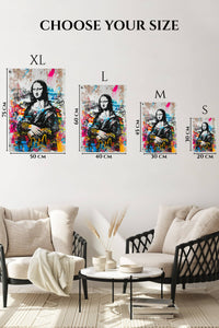 EMESA metal wall art size comparison guide for Mona Lisa Graffiti Remix