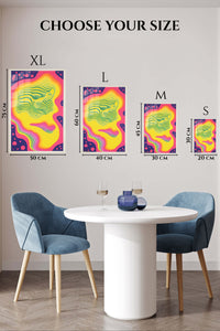 EMESA metal wall art size comparison guide for Psychedelic Profile