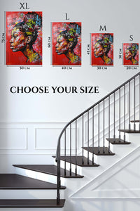 EMESA metal wall art size comparison guide for Graffiti Profile Portrait