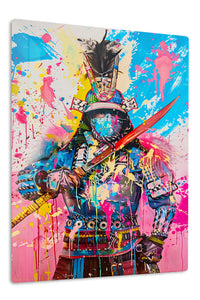 Color Splash Samurai Warrior premium metal wall art – front view