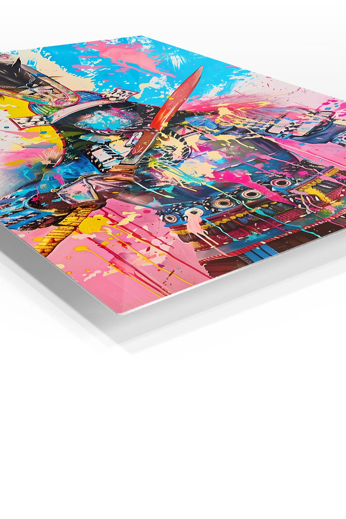 Color Splash Samurai Warrior premium metal wall art – angled view
