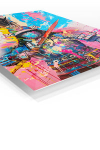 Color Splash Samurai Warrior premium metal wall art – angled view