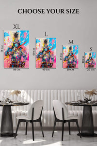 EMESA metal wall art size comparison guide for Color Splash Samurai Warrior