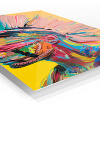 Colorful Mohawk Warrior Portrait premium metal wall art – angled view