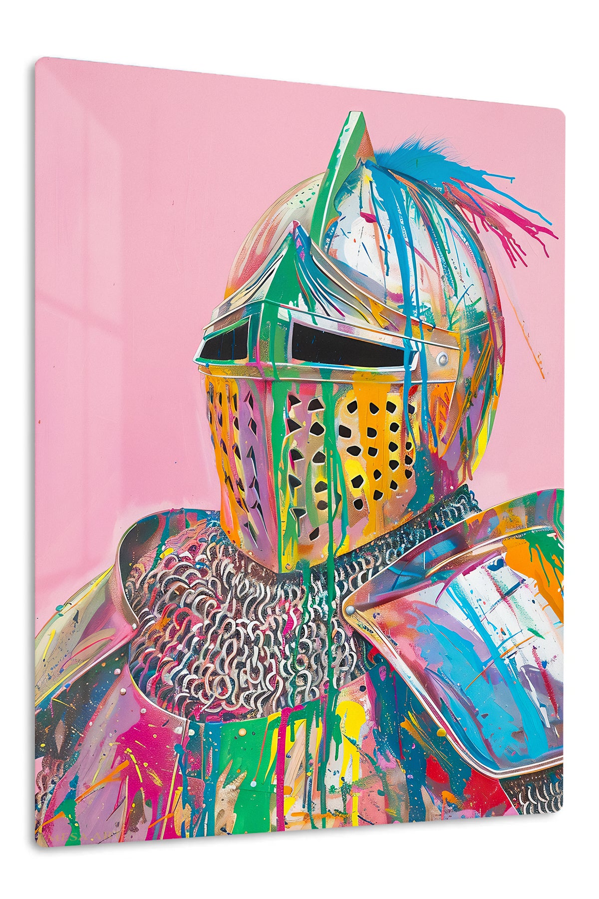 Color Splash Medieval Knight premium metal wall art – front view