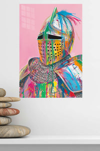 Color Splash Medieval Knight metal wall art displayed in a modern interior