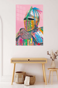 Color Splash Medieval Knight metal wall art displayed in a contemporary living space