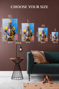 EMESA metal wall art size comparison guide for Paint Splash Armored Knight