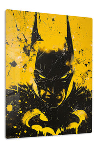 Yellow Noir Bat Hero premium metal wall art – front view