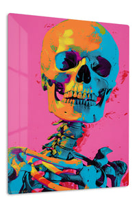Neon Pop Art Skeleton premium metal wall art – front view
